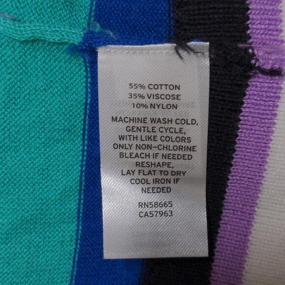 Halogen (Nordstrom) Crew Neck Sweater Blue- Lavender Multi Stripe XL New - Picture 9 of 11